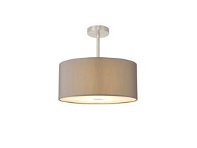 DK0262  Baymont 40cm Semi Flush 1 Light Satin Nickel, GreyWhite Laminate, Frosted Diffuser